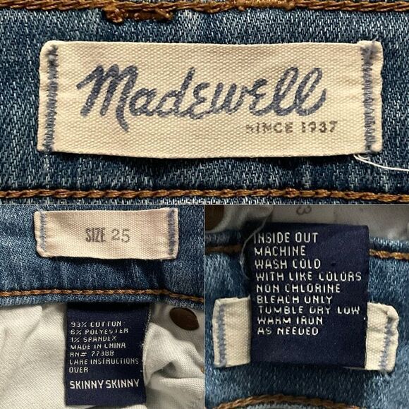 Madewell Blue Light Wash Skinny Skinny Ankle Zip Jeans 25 - Picture 5 of 6